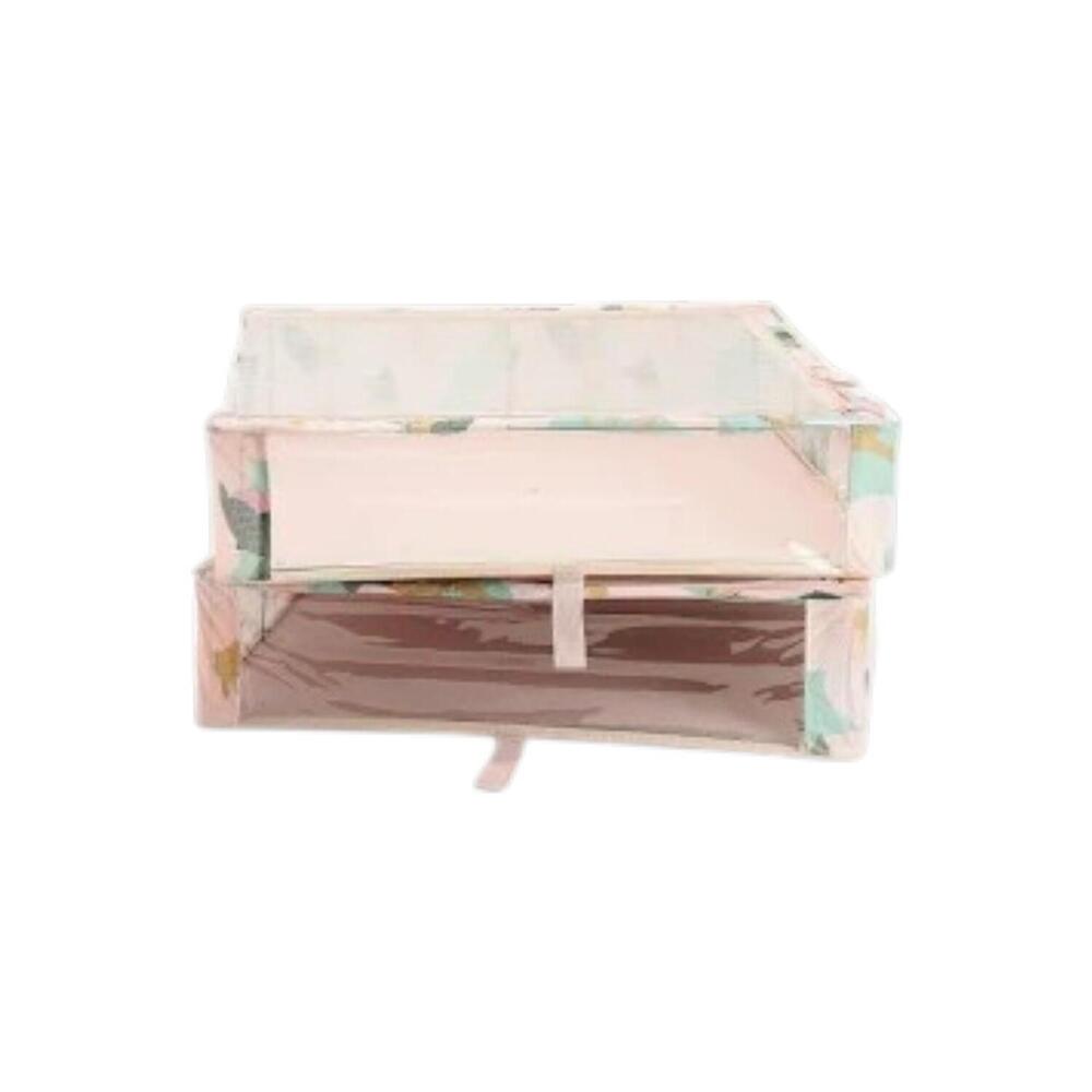 Periea 2-pack Set Large Slim Storage Boxes with Gliders Painted Floral